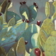 PRICKLY PEAR CACTUS  18X18  PASTEL